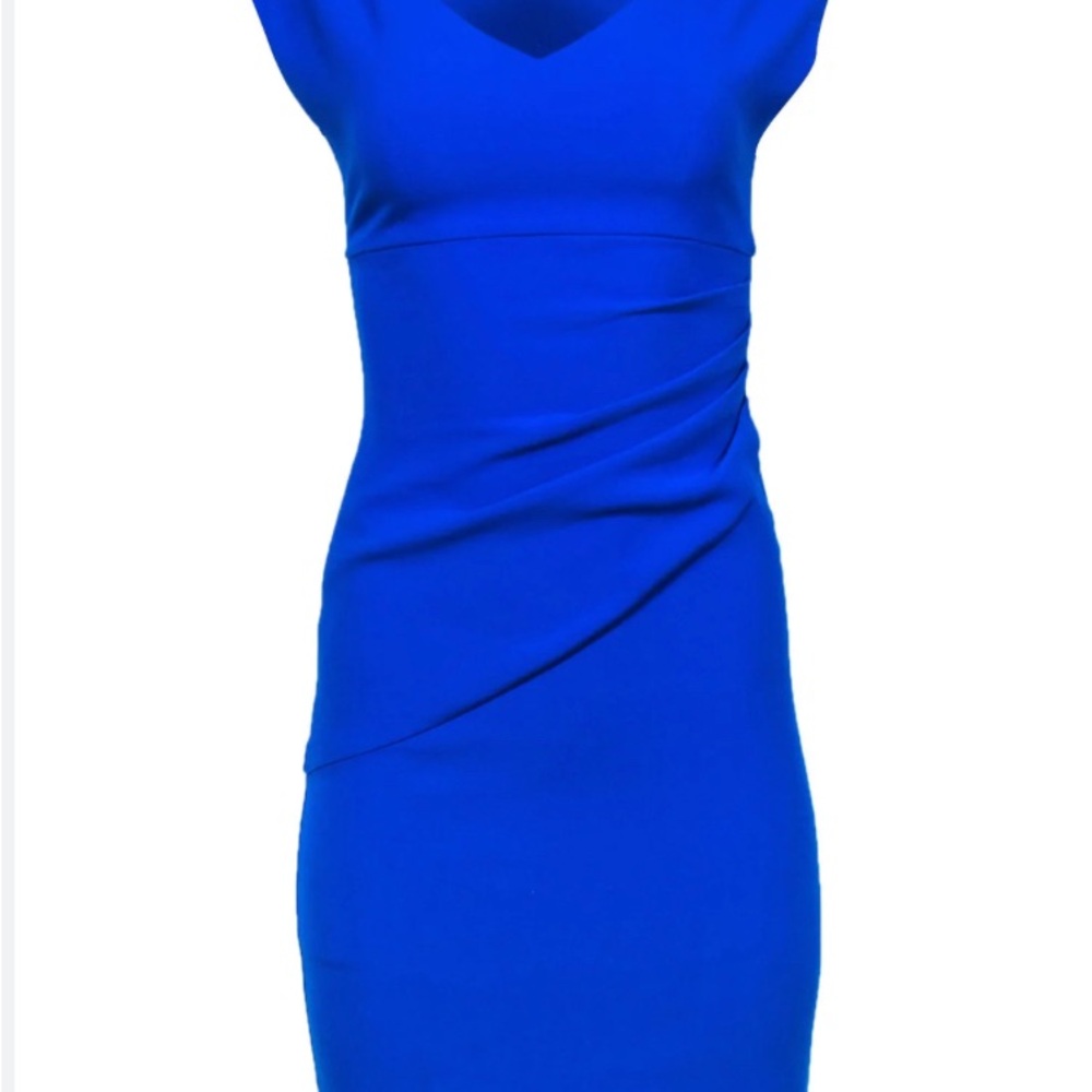 Diane Von Furstenberg Cobalt Blue Sheath Dress Ruched Waist Sz.2 - Picture 2 of 6